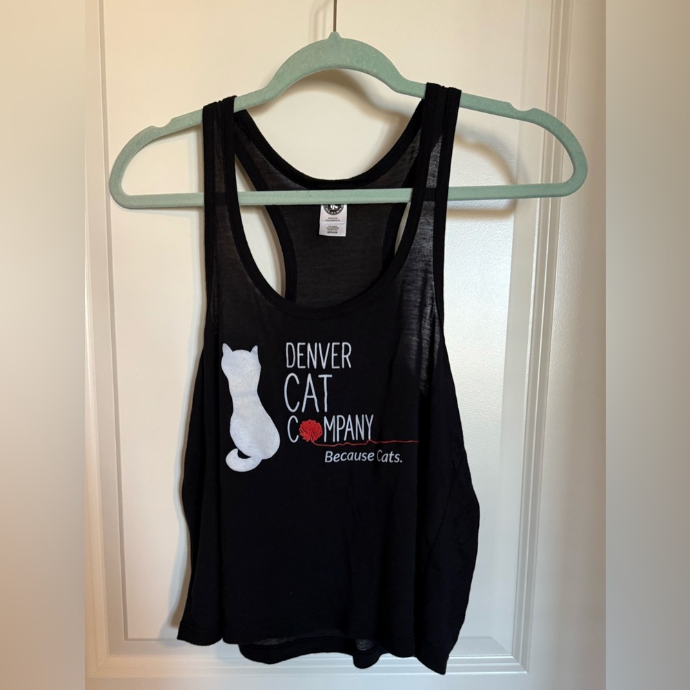 Women’s Black Denver Cat Company Tank Top Medium NWOT